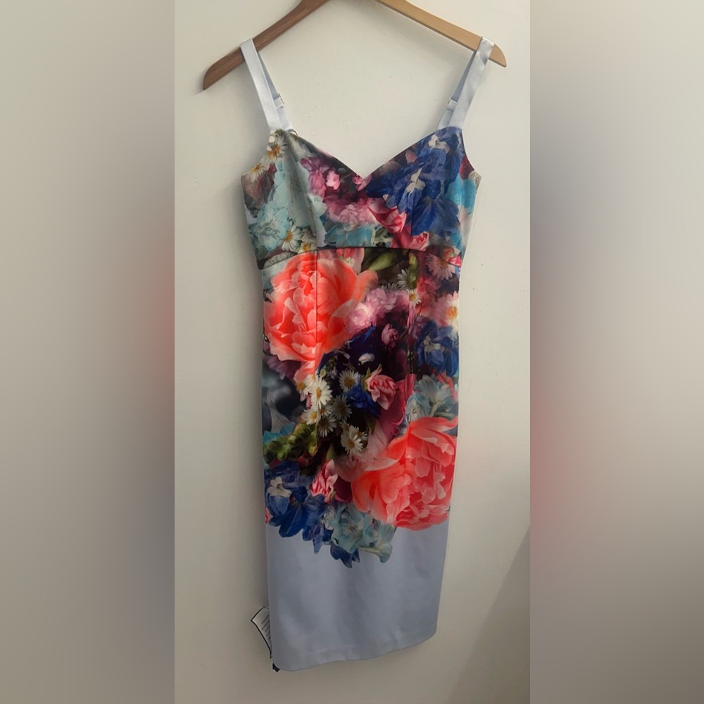 Ted Baker Sheath Dress Orange Pink Sweetheart Midi
